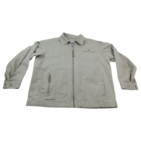 Columbia‎ Sportswear Chore Jacket Mens XL Beige Lightweight Collared Full Zip - Picture 1 of 8
